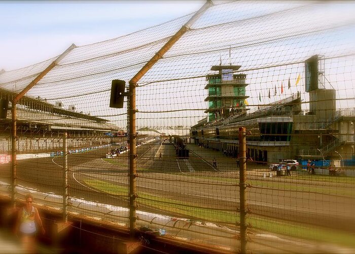 Indy Indianapolis Motor Speedway Collectibles Greeting Card featuring the photograph Start Finish Indianapolis Motor Speedway by Iconic Images Art Gallery David Pucciarelli