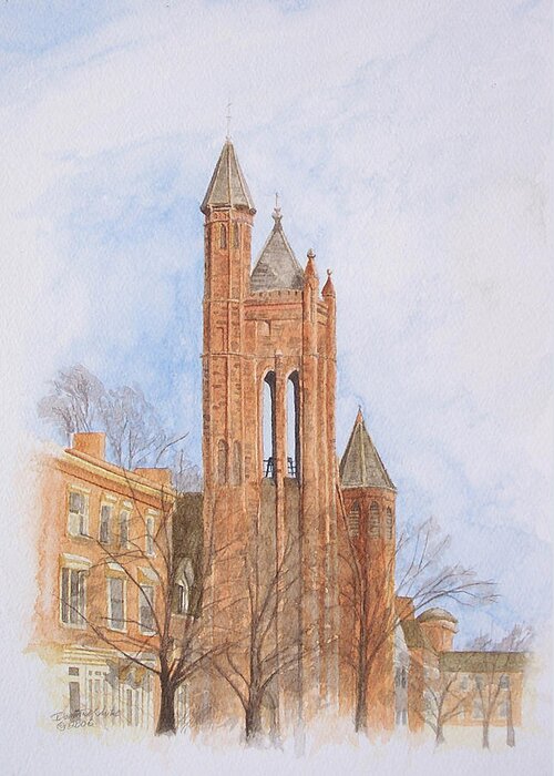 Gothic Greeting Card featuring the painting State Street Church by Dominic White