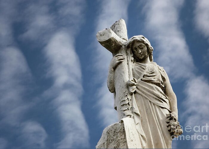 Statue Greeting Card featuring the photograph Statue Cross by Susan Isakson