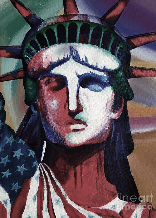 New York Greeting Card featuring the painting Statue of Liberty HB5T by Gull G