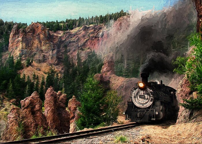 Steam Train Greeting Card featuring the photograph Steam Through the Rock Formations by Ken Smith
