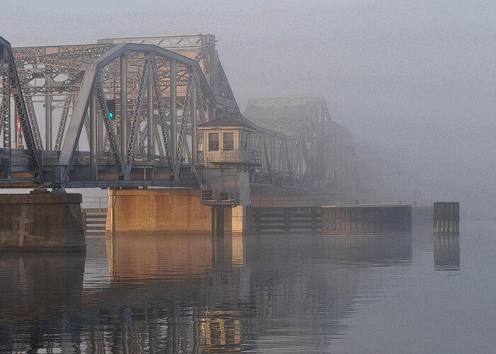 Steel Bridge Greeting Card featuring the photograph Steel Bridge in Fog by Tim Nyberg
