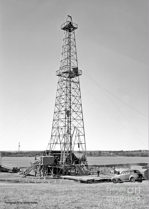 Oil Field Greeting Card featuring the photograph Steel Oil Derrick by Larry Keahey