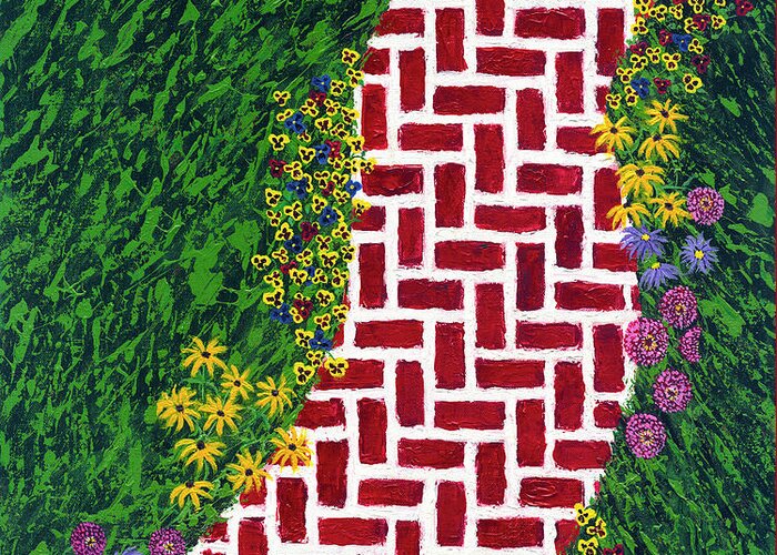 Garden Greeting Card featuring the painting Step into My Garden by Kathryn Riley Parker