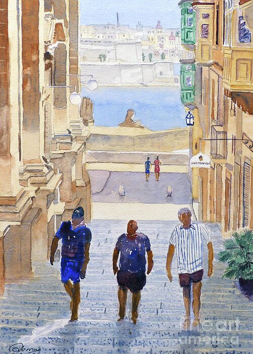 Steps Greeting Card featuring the painting Steps by Godwin Cassar