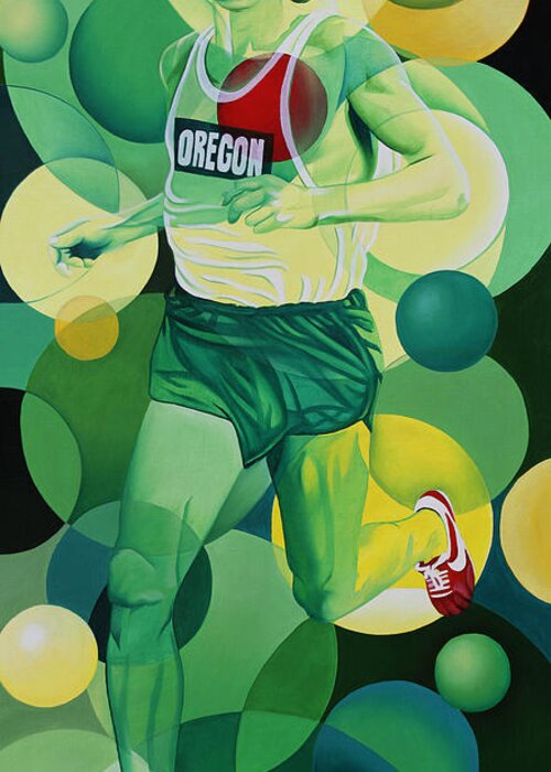 Steve Prefontaine Greeting Card featuring the painting Steve Prefontaine by Joshua Morton