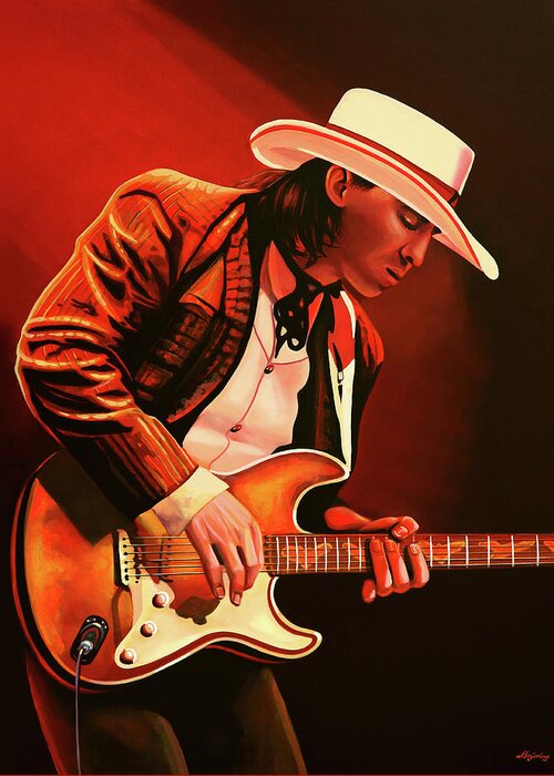 Stevie Ray Vaughan Greeting Card featuring the painting Stevie Ray Vaughan painting by Paul Meijering