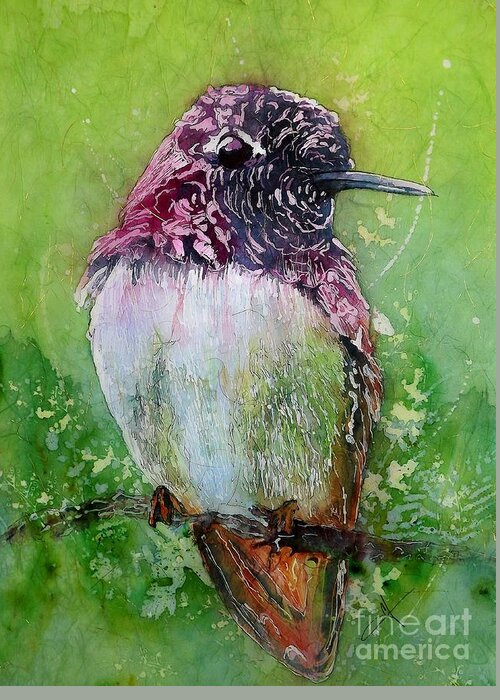 Hummingbird Greeting Card featuring the mixed media Still for a Moment II by Carol Losinski Naylor