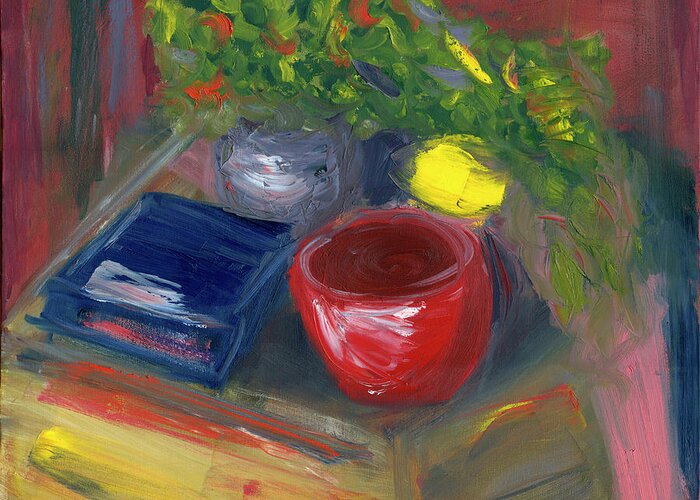 Still Life Greeting Card featuring the painting Still Life by Ania M Milo
