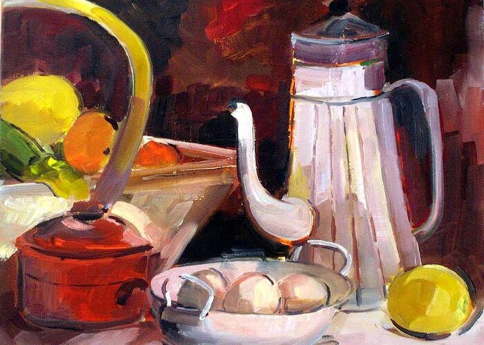  Greeting Card featuring the painting Still life by Kim PARDON