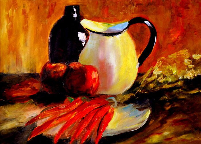Still Life Greeting Card featuring the painting Still Life by Phil Burton
