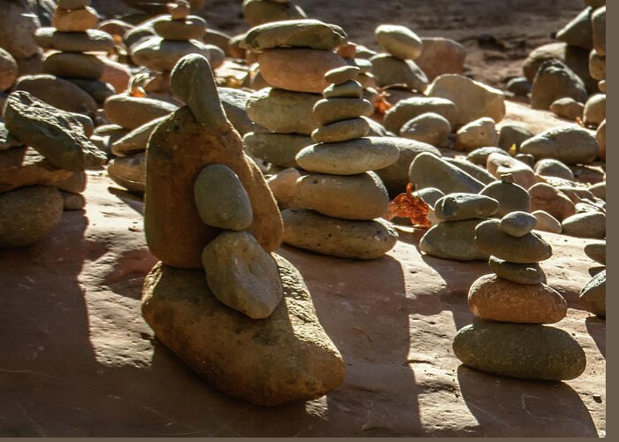 Stones Greeting Card featuring the photograph Stone Cairns 7791-101717-1cr by Tam Ryan