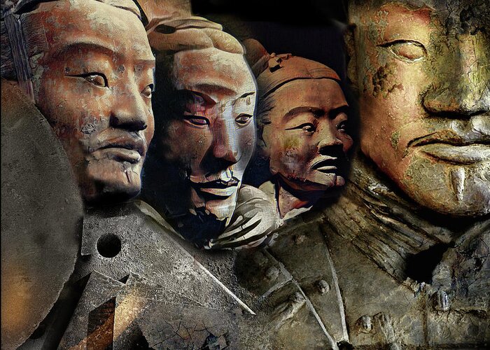  Greeting Card featuring the photograph Stone Portrait-terracotta Warriors by Robert Michaels