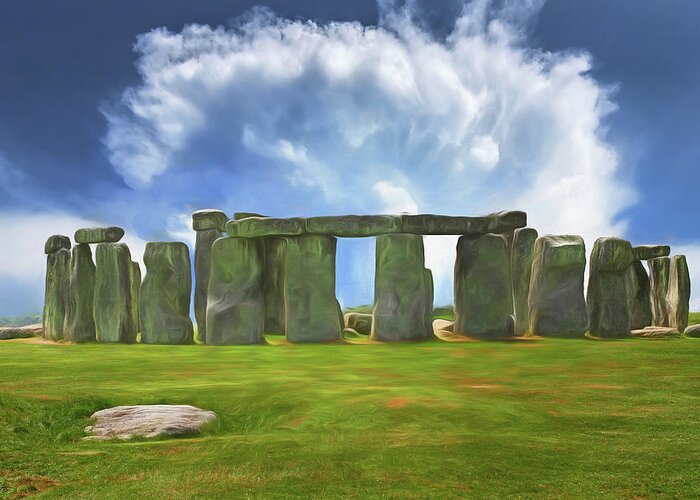 Stonehenge Greeting Card featuring the digital art Stonehenge by Roy Pedersen