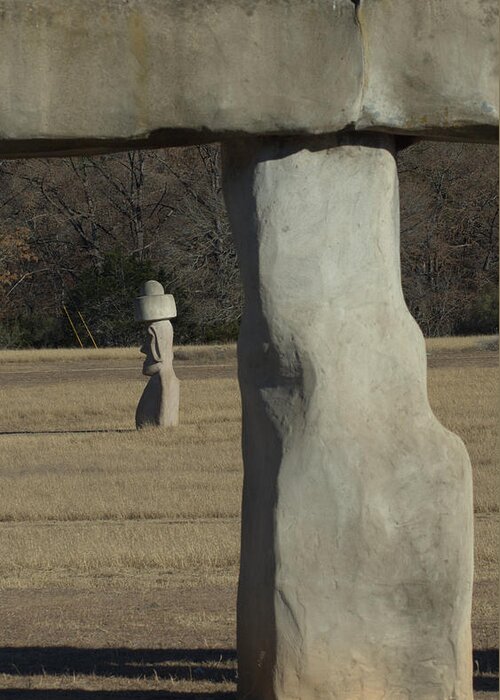 Stonehenge Greeting Card featuring the photograph Stonehenge two Meets Easter Island by Karen Musick
