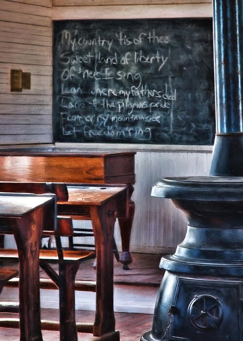 Antique Greeting Card featuring the photograph Stoney Point School Room by Lana Trussell