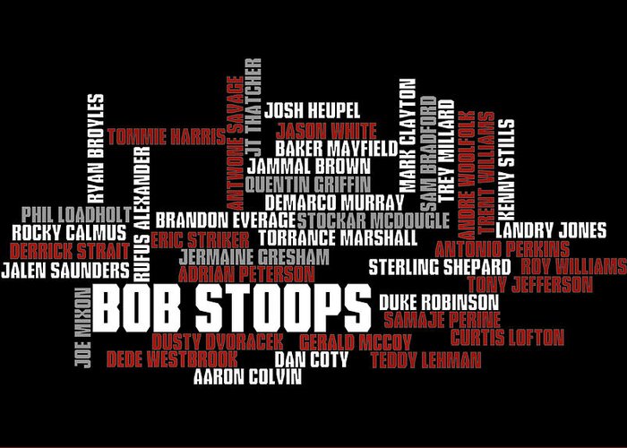 Bob Stoops Greeting Card featuring the digital art Stoops Greatest Sooners by Ricky Barnard