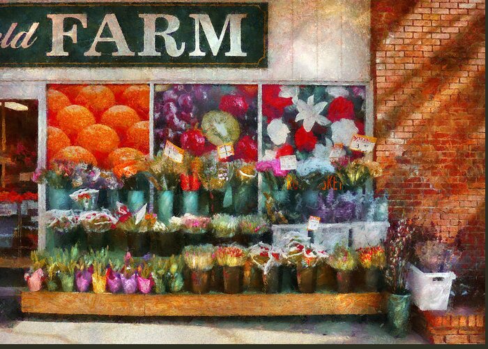 New Jersey Greeting Card featuring the photograph Store - Westfield NJ - The flower stand by Mike Savad