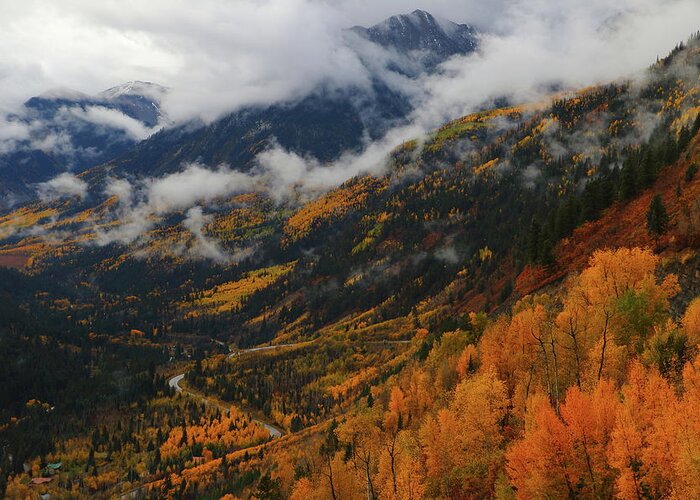 Mcclure Greeting Card featuring the photograph Storm clouds over McClure pass during autumn by Jetson Nguyen