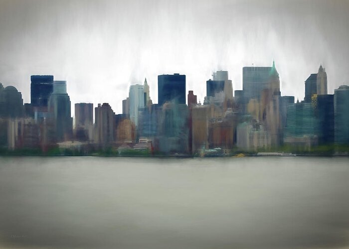 New York City Greeting Card featuring the digital art Storm in the City by OLena Art by Lena Owens - Vibrant DESIGN