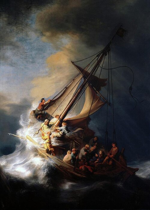 Rembrandt Greeting Card featuring the painting Storm on the Sea of Galilee by Rembrandt van Rijn