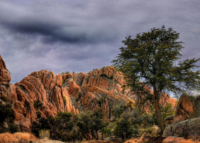 Storm Greeting Card featuring the photograph Storm Over the Granite Dells by Wayne King