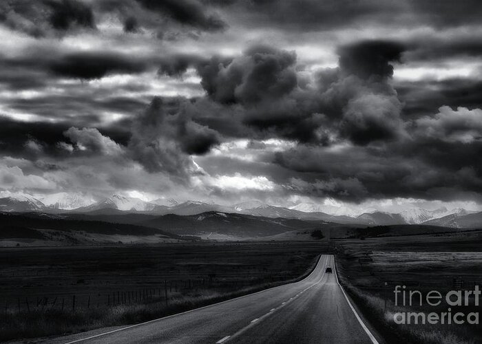 Black And White Greeting Card featuring the photograph Storm Rider by Lauren Leigh Hunter Fine Art Photography