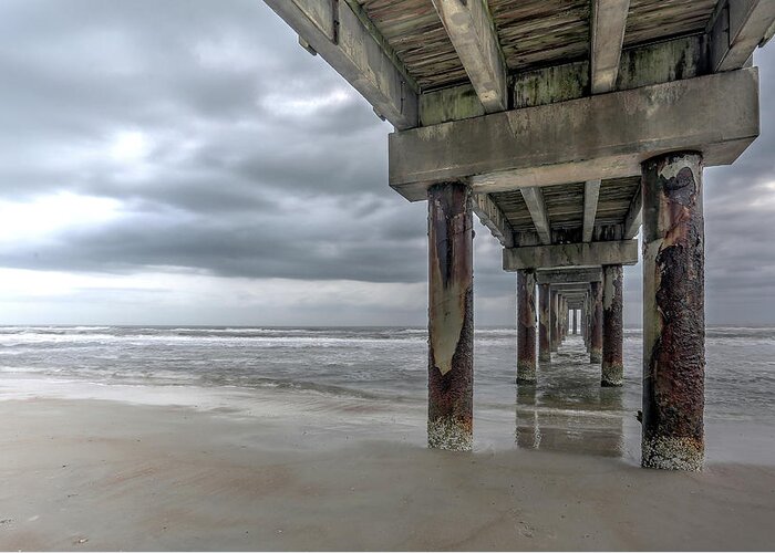 Pier Greeting Card featuring the photograph Storm Surge by Steve Parr