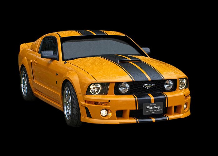 Ford Mustang Greeting Card featuring the photograph Storming Roush on Black by Gill Billington