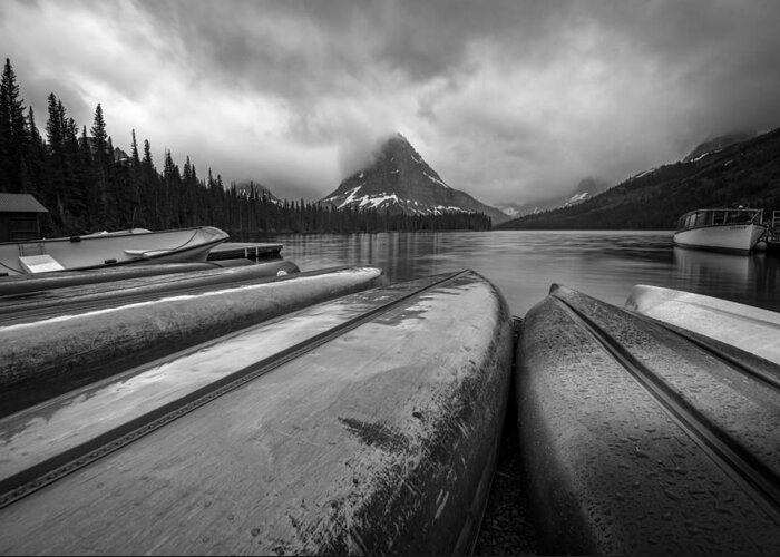 Glacier Greeting Card featuring the photograph Stormy Morning - Two Medicine Lake by Matt Hammerstein