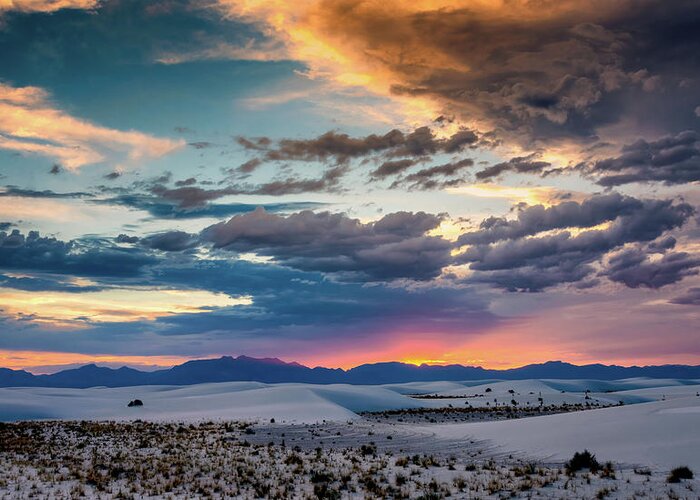 White Sands Greeting Card featuring the photograph Stormy Sunset by James Barber