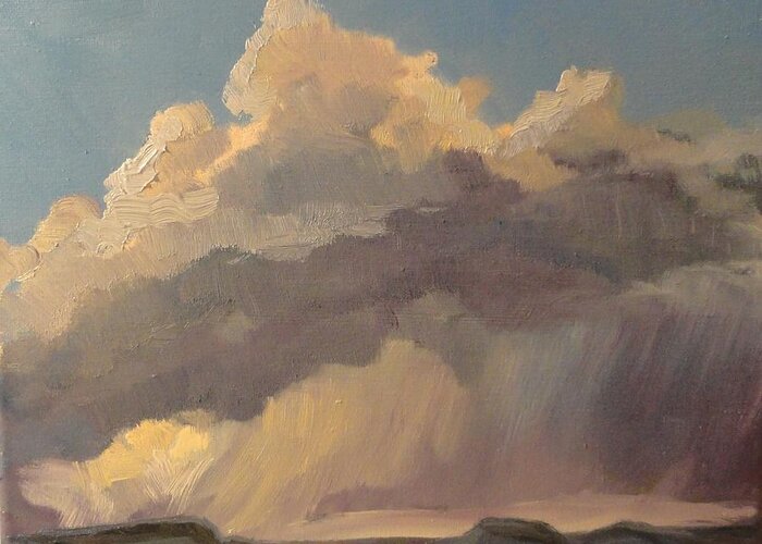 Clouds Greeting Card featuring the painting Stormy Sunset by Jo Anne Neely Gomez