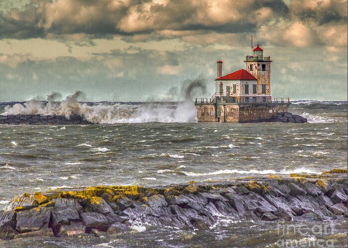 Lighthouses Greeting Card featuring the photograph Stormy Waters by Rod Best