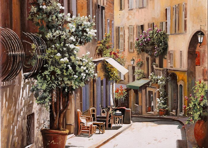 Grasse Greeting Card featuring the painting stradina di Grasse by Guido Borelli