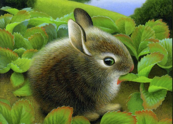 Bunny Greeting Card featuring the painting Strawberry by Chris Miles