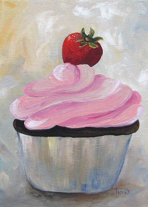 Strawberry Greeting Card featuring the painting Strawberry Cupcake by Torrie Smiley