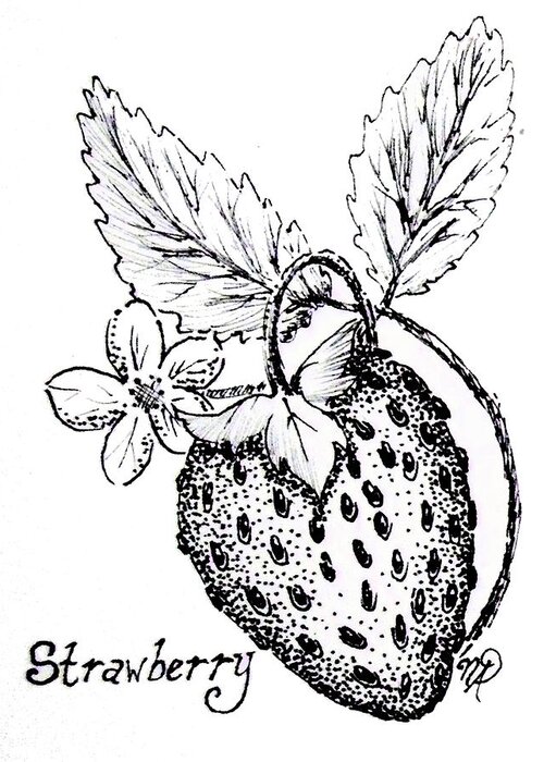 Strawberry Greeting Card featuring the drawing Strawberry Dreams by Nicole Angell