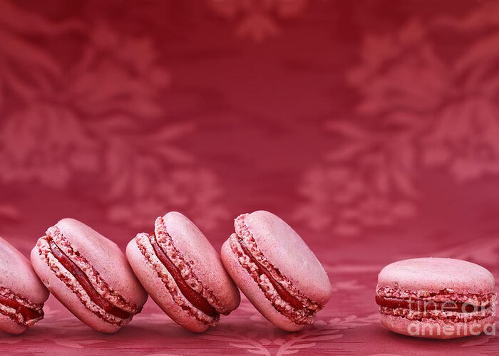 Macaron Greeting Card featuring the photograph Strawberry Macarons by Stephanie Frey