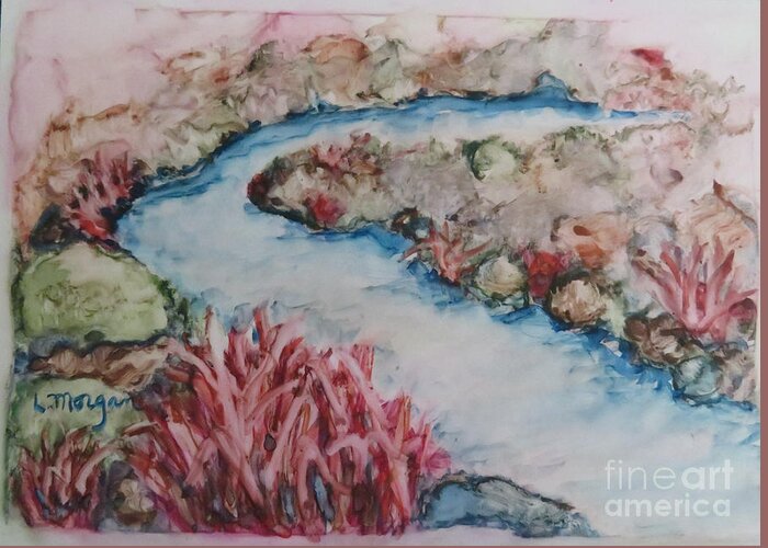 River Greeting Card featuring the painting Stream of Dreams by Laurie Morgan