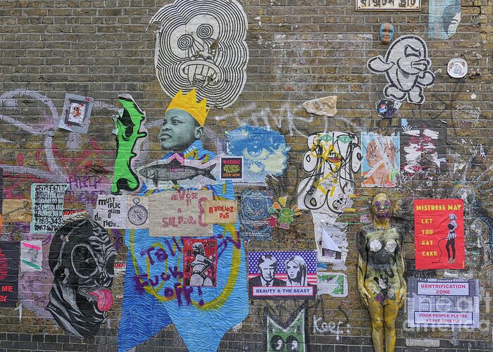 Fashion Street Greeting Card featuring the photograph Street art on Brick lane in London by Patricia Hofmeester