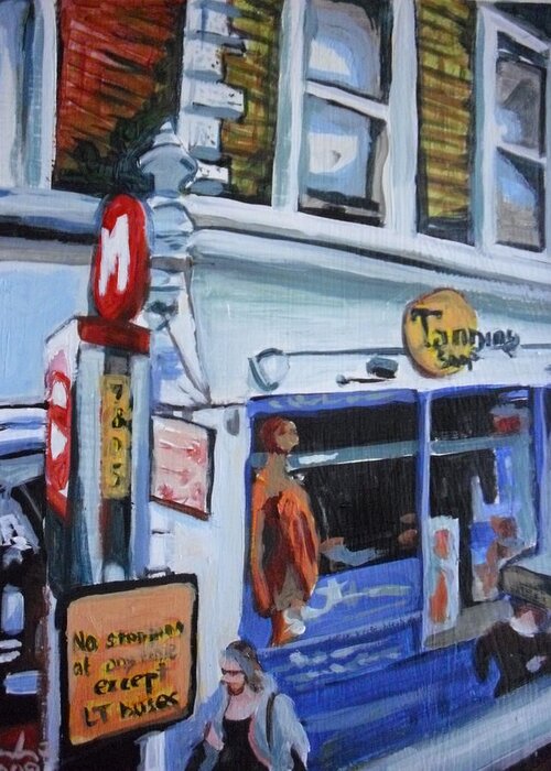 Urban Greeting Card featuring the painting Street Scene in London by Aleksandra Buha