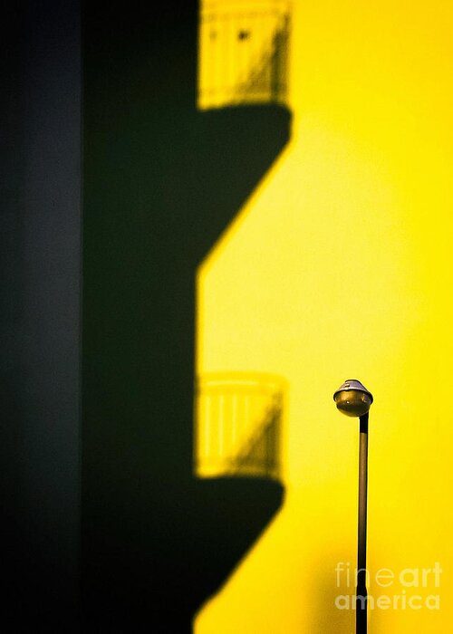 Architecture Greeting Card featuring the photograph Streetlamp and balconies shadow by Silvia Ganora