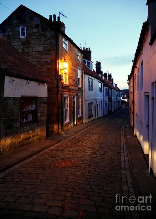 Whitby England Greeting Card featuring the photograph Streets at Twilight 2 by Lexa Harpell