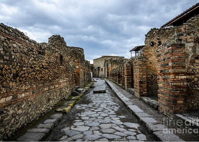 Ancient Greeting Card featuring the photograph Streets of Pompeii 2 by Debra Martz