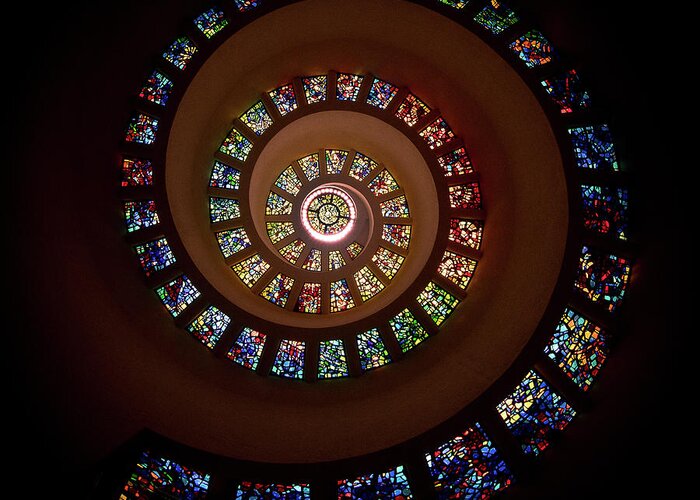 Stain Glass Greeting Card featuring the photograph Thanksgiving Chapel by Janet Chung