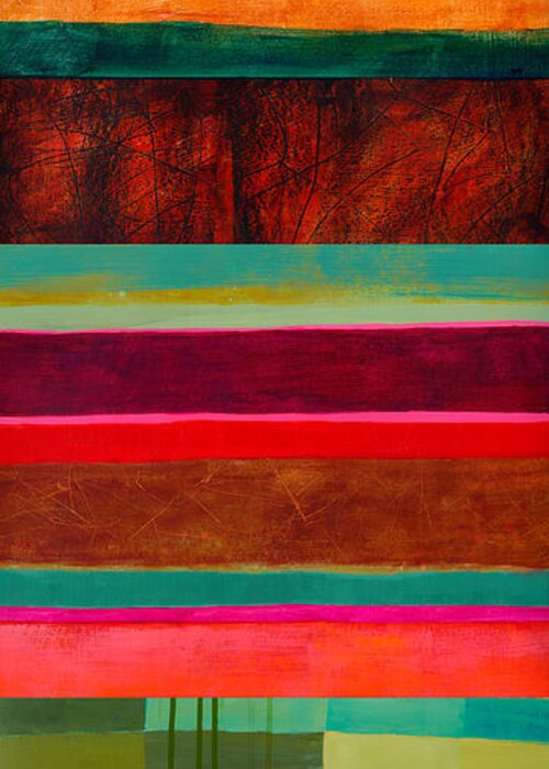 Abstract Art Greeting Card featuring the painting Stripe Assemblage 1 by Jane Davies