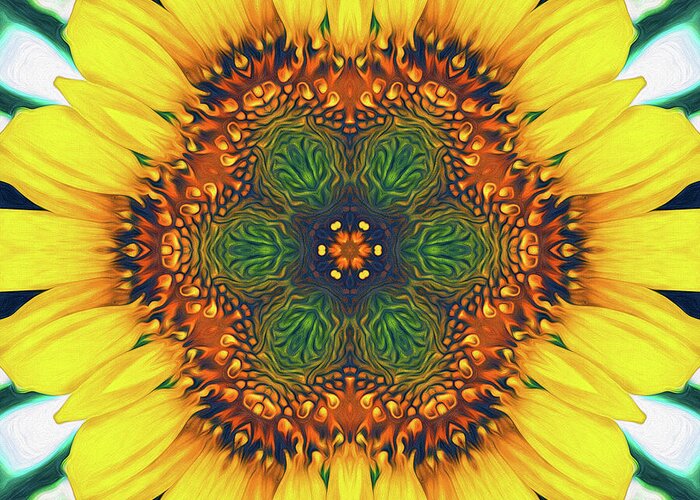 Sunflower Greeting Card featuring the digital art Structure of A Sunflower by Phil Perkins