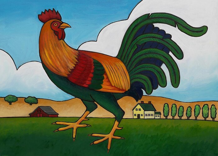 Chicken Greeting Card featuring the painting Struttin Stuff by Stacey Neumiller