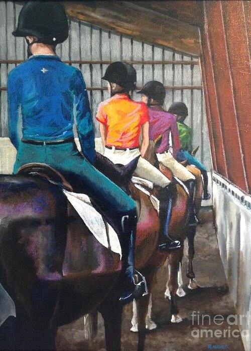 Horse Greeting Card featuring the painting Students Learning by Kathy Laughlin