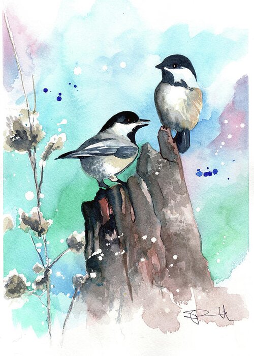 Bird Greeting Card featuring the painting Stump by Sean Parnell